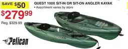 Dunham's Sports PELICAN QUEST 100X SIT-IN OR SIT-ON ANGLER KAYAK offer