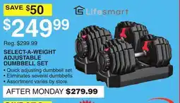 Dunham's Sports LIFESMART SELECT-A-WEIGHT ADJUSTABLE DUMBBELL SET offer