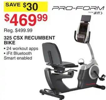 Dunham's Sports 325 CSX RECUMBENT BIKE offer