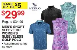 Dunham's Sports VEELO MEN'S SHORT SLEEVE OR WOMEN'S SLEEVELESS GOLF POLO offer