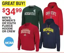 Dunham's Sports NCAA MEN'S, WOMEN'S OR YOUTH FLEECE HOODIE OR CREW offer