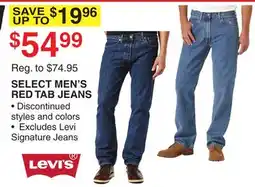 Dunham's Sports SELECT MEN'S RED TAB JEANS offer