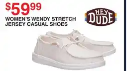 Dunham's Sports HEY DUDE WOMEN'S WENDY STRETCH JERSEY CASUAL SHOES offer