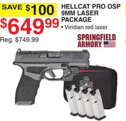 Dunham's Sports SPRINGFIELD ARMORY HELLCAT PRO OSP 9MM LASER PACKAGE offer
