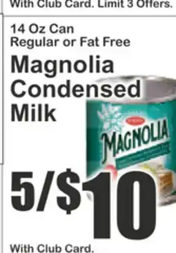 Food Universe 14 Oz Can Regular or Fat Free Magnolia Condensed Milk offer