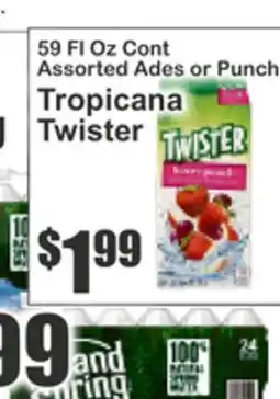 Food Universe 59 Fl Oz Cont Assorted Ades or Punch Tropicana Twister offer