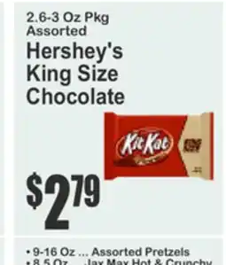 Food Universe 2.6-3 Oz Pkg Assorted Hershey's King Size Chocolate offer