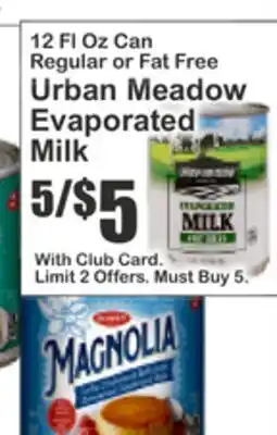 Food Universe 12 FL Oz Can Regular or Fat Free Urban Meadow Evaporated Milk offer