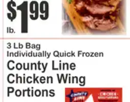Food Universe 3 Lb Bag Individually Quick Frozen County Line Chicken Wing Portions offer