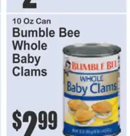 Food Universe Brunswick Seappped Seafood Snacks, Bumble Bee Whole Baby Clams offer