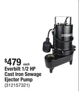 The Home Depot Everbilt 1/2 HP Cast Iron Sewage Ejector Pump offer
