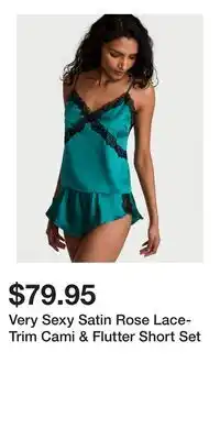 Victoria's Secret Very Sexy Satin Rose Lace-Trim Cami & Flutter Short Set offer