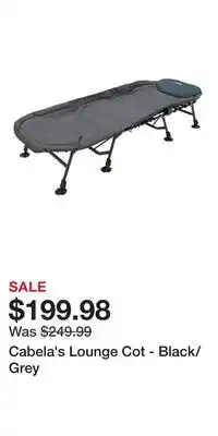 Cabela's Cabela's Lounge Cot - Black/Grey offer