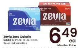 Albertsons Zevia Zero Calorie Zevia Zero Calorie Soda 6-Pack, 12-oz. Cans. Selected varieties. offer
