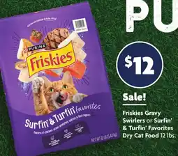 Family Dollar Friskies Gravy Swirlers or Surfin' & Turfin' Favorites Dry Cat Food offer