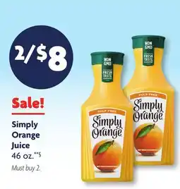 Family Dollar Simply Orange Juice offer