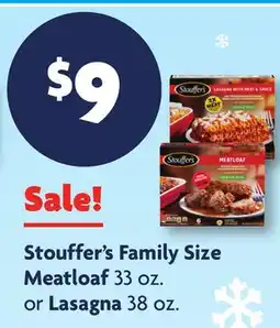 Family Dollar Stouffer's Family Size Meatloaf 33 oz. or Lasagna 38 oz offer