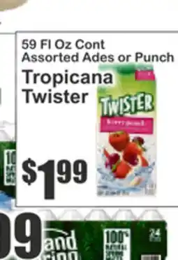 Key Food 59 FL Oz Cont Assorted Ades or Punch Tropicana Twister offer