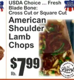 Key Food USDA Choice ... Fresh Blade Bone: Cross Cut or Square Cut American Shoulder Lamb Chops offer