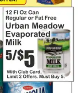 Key Food 12 Fl Oz Can Regular or Fat Free Urban Meadow Evaporated Milk offer