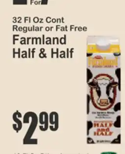 Key Food 32 FL Oz Cont Regular or Fat Free Farmland Half & Half offer