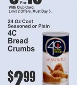 Key Food 4 Oz Cont Seasoned or Plain BC Bread Crumbs offer