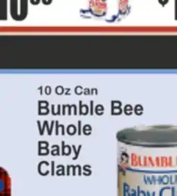 Key Food BUMBLE BEES WHOLE BABY CLAMS, 10 OZ CAN offer