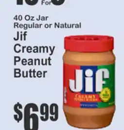 Key Food 40 Oz Jar Regular or Natural Jif Creamy Peanut Butter offer