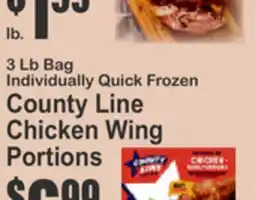 Key Food 3 Lb Bag Individually Quick Frozen County Line Chicken Wing Portions offer