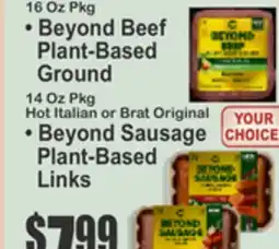 Key Food Brat Original Sausage Beyond Burger Plant-Based Patties offer