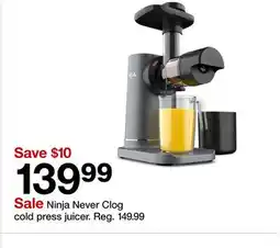 Target Ninja Never Clog cold press juicer offer