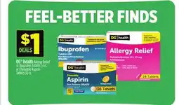 Dollar General DG health Allergy Relief or Ibuprofen Tablets 24 ct. or Chewable Aspirin Tablets 36 ct offer