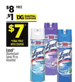 Dollar General Lysol Disinfectant Spray offer
