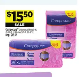 Dollar General Composure TM Underwear Men's L-XL XL or Women's S offer