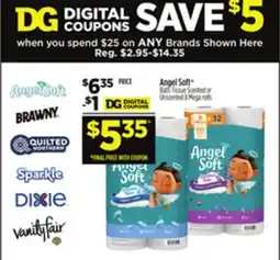 Dollar General Angel Soft Bath Tissue Scented or Unscented offer