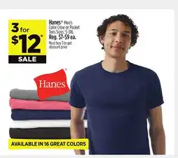 Dollar General Hanes Men's Color Crew or Pocket offer