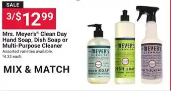 Ace Hardware Mrs. Meyer's Clean Day Hand Soap, Dish Soap or Multi-Purpose Cleaner offer