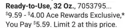 Ace Hardware Spectracide One Shot Weed & Grass Killer Concentrate, 32 oz. Ready-to-Use, 32 Oz offer