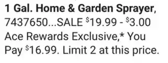 Ace Hardware Ace 1 Gal. Home & Garden Sprayer offer