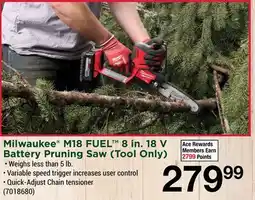 Ace Hardware Milwaukee M18 FUEL 8 in. 18 V Battery Pruning Saw (Tool Only) offer