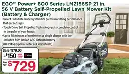 Ace Hardware EGO Power+ 800 Series LM2156SP 21 in. 56 V Battery Self-Propelled Lawn Mower Kit (Battery & Charger) offer