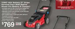 Ace Hardware TORO 60V Battery 21 Stripe Personal Pace Walk Behind Mower Kit (Battery & Charger) offer