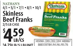 Restaurant Depot NATHAN'S Skinless Beef Franks offer
