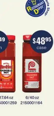 Restaurant Depot Pappy's Red Hot Nashville Hot, Lawry's Seasoned Salt offer