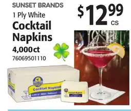 Restaurant Depot SUNSET BRANDS 1 Ply White Cocktail Napkins offer