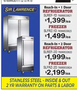 Restaurant Depot SIR LAWRENCE REFRIGERATOR FREEZER offer