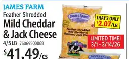 Restaurant Depot JAMES FARM Feather Shredded Mild Cheddar & Jack Cheese offer