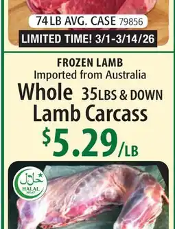 Restaurant Depot FROZEN LAMB offer