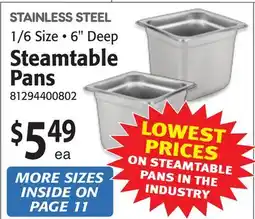 Restaurant Depot STAINLESS STEEL 1/6 Size • 6 Deep Steamtable Pans offer
