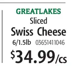 Restaurant Depot GREATLAKES Sliced Swiss Cheese offer